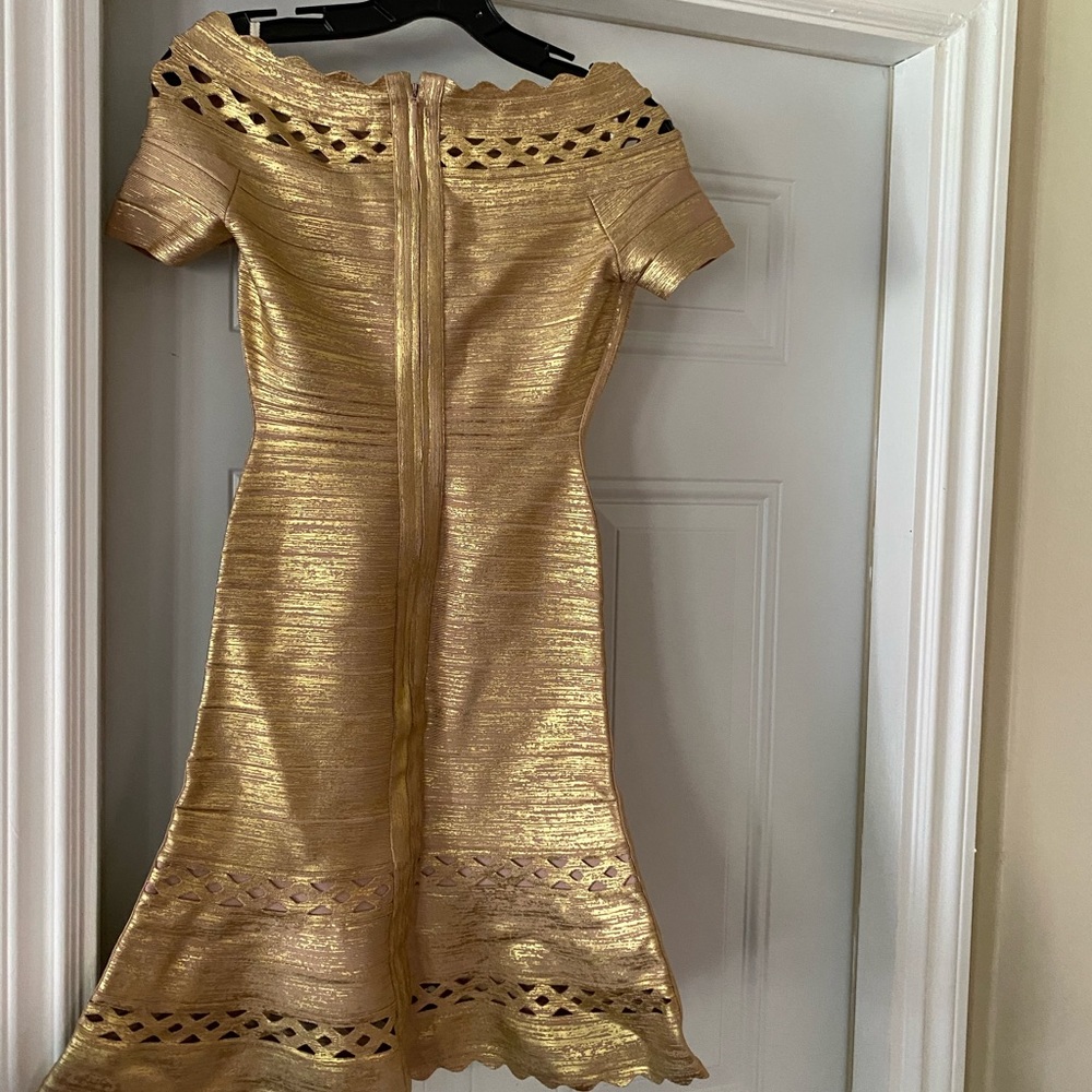 Gold shimmer fitted dress